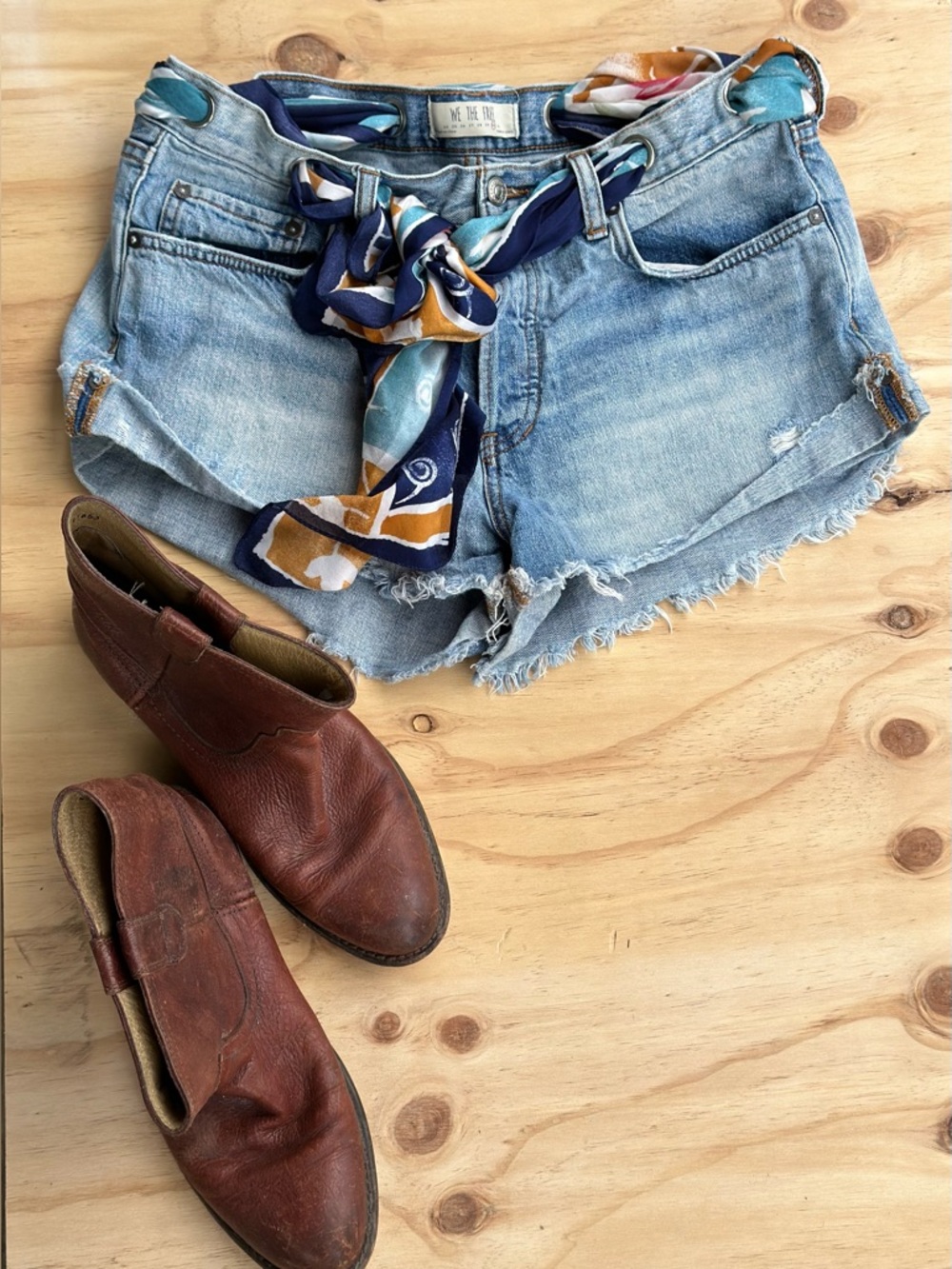 Free People cut off shorts with Scarf Belt loops